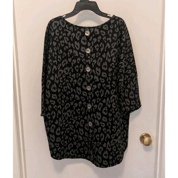 Shannon Passero Tunic Sweater, Grey/Black Leopard Print, Size XS - Picture 3 of 6